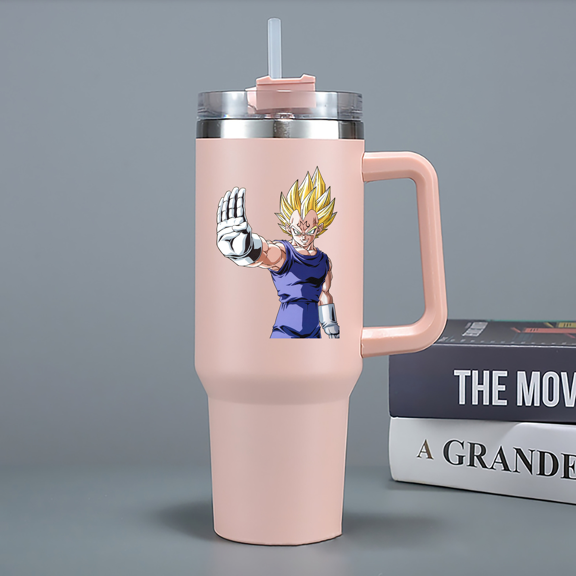 （画像用） ドラゴンボール ベジータ四世（Bejīta Yonsei）DRAGON BALL Vegeta IV 1200mL車用タンブラー - クリスタルステッカー（プラスチックストロー付き）
